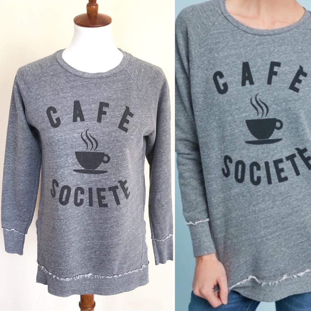SOL ANGELES Cafe Societe Graphic Coffee Sweatshirt Sz XS